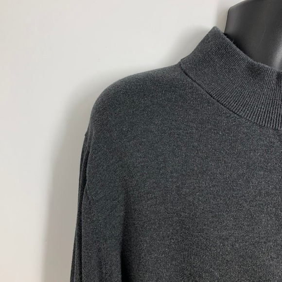 Harbor Bay Mens 3XLT Gray 1/4 Zip Mock Neck Long Sleeve Pullover Sweater - Picture 3 of 11